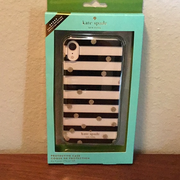 kate spade Accessories - KATE SPADE CLEAR BLACK/WHITE GOLD DOT PHON…